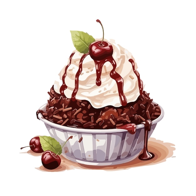 Vetor dessert sweet clip art element cute bingsu fundo de aquarela