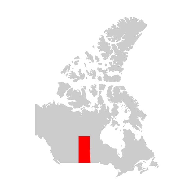 Destaque da província de saskatchewan no mapa do canadá