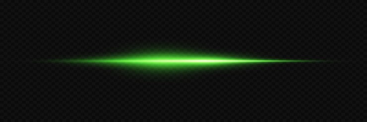 Vetor destaque horizontal verde raio laser de luz luminoso flash de luz neon magia de explosão