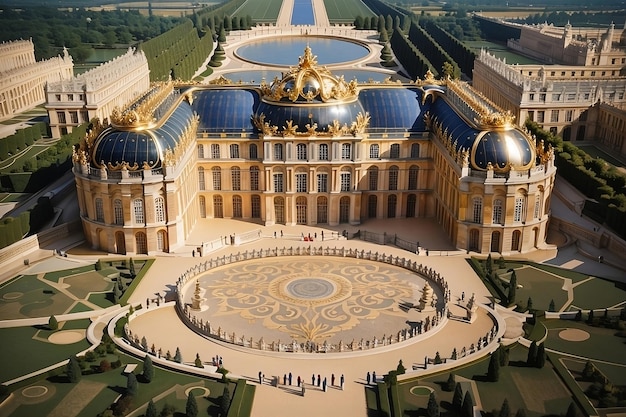 Vetor desvendando a herança dos marcos da cidade velha e monumentos antigos palácio de versalhes paris