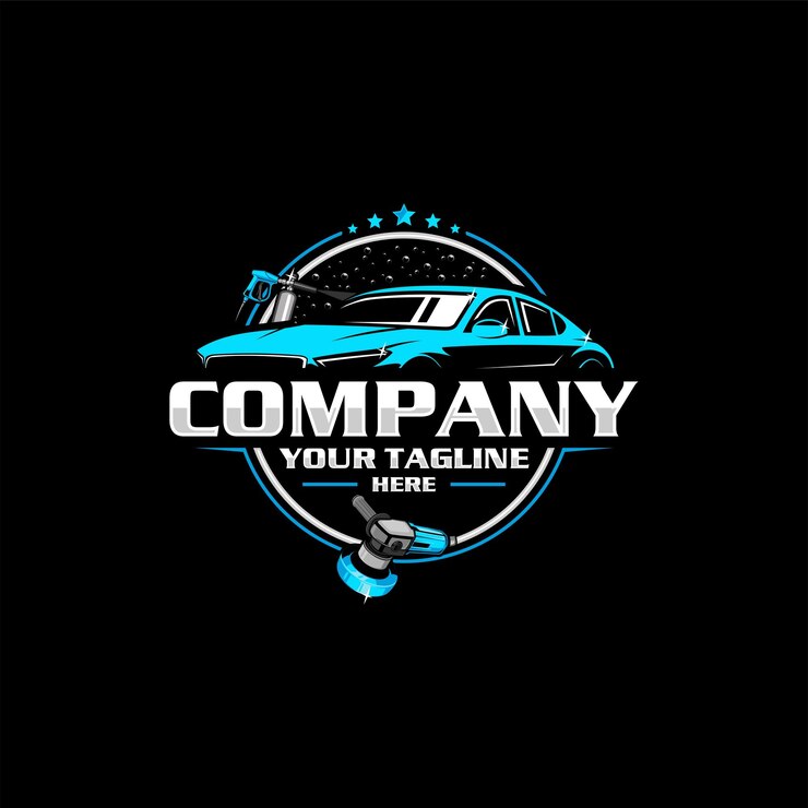 Detalhando o logotipo do carro e o logotipo da lavagem de carros