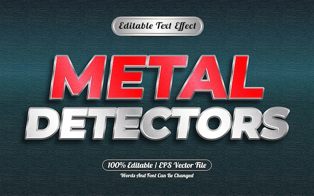 Detectores de metal com efeito de texto editável estilo prata