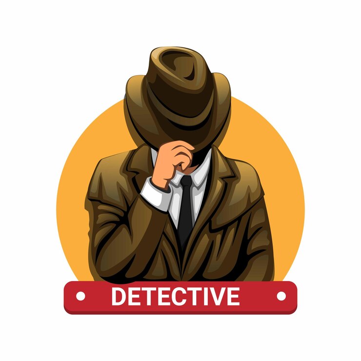 Vetor detetive com conceito de personagem de chapéu na ilustração dos desenhos animados