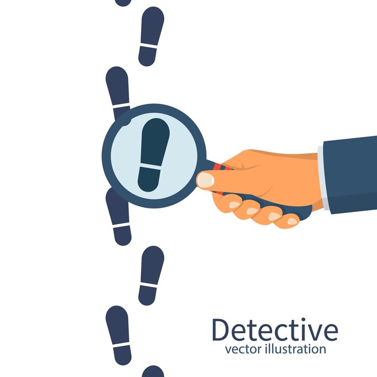 Detetive está investigando humano em detém uma lupa
