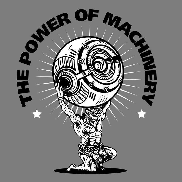 Vetor deus do atlas segurando a máquina robô droid
