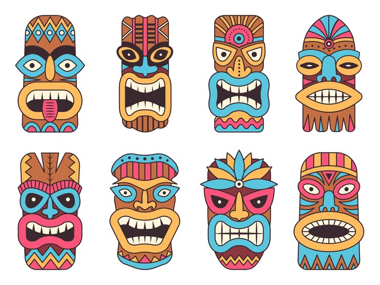 Vetor deus do tiki havaiano. totem tribal