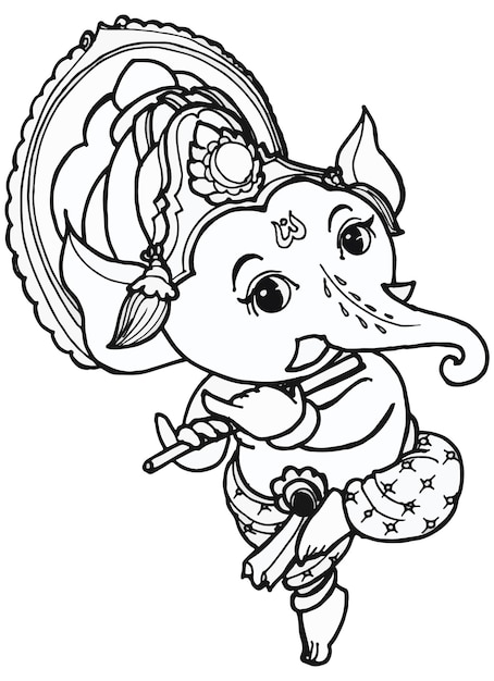 Deus ganesha, o deus indiano do sucesso. desenho e ilustrado por artbyuncle 3.