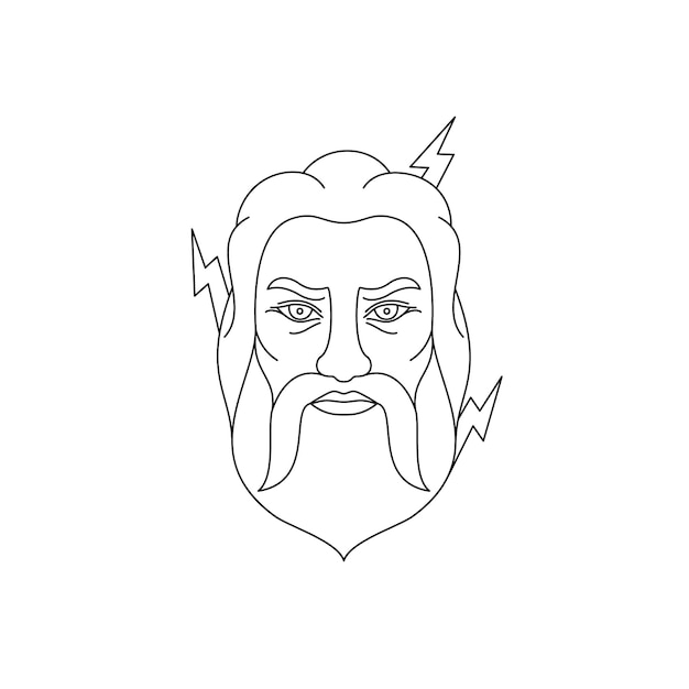 Deus grego zeus em fundo branco. ícone no estilo de arte de linha.