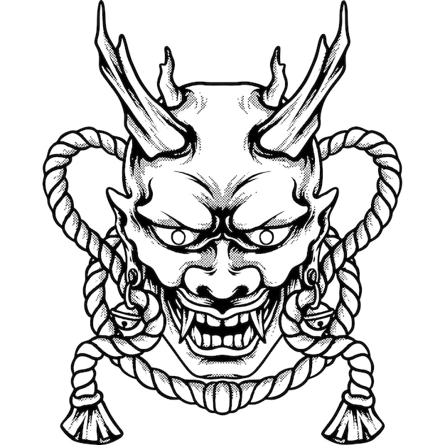 Devil mask japan silhouette