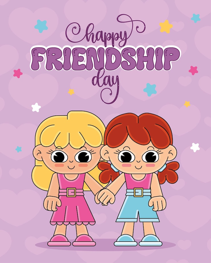 Vetor dia da amizade crianças felizes desenho animado kawaii vector