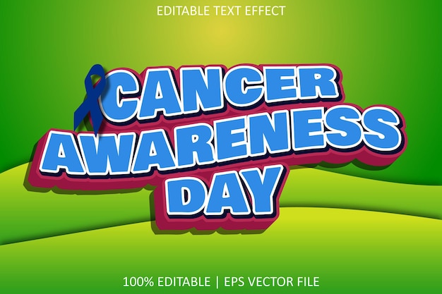 Dia da conscientização do câncer com efeito de texto editável em estilo desenho animado