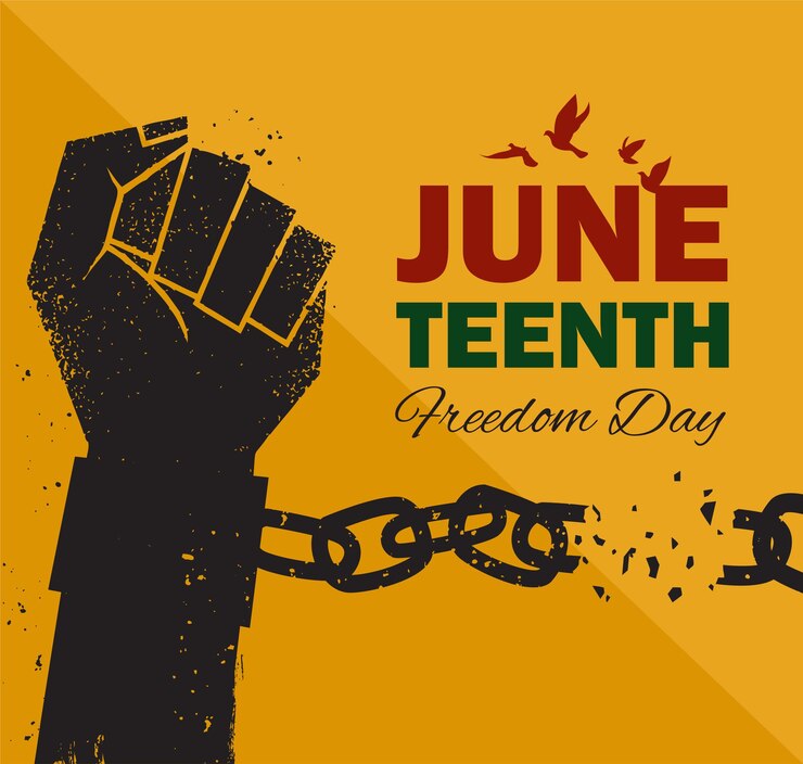 Dia da Emancipação de Juneteenth Levanta o punho para quebrar a cadeia