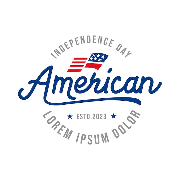 Vetor dia da independência américa isolado em forma redonda logotipo de vetor de bandeira americana símbolo nacional dos eua no logotipo de fundo branco