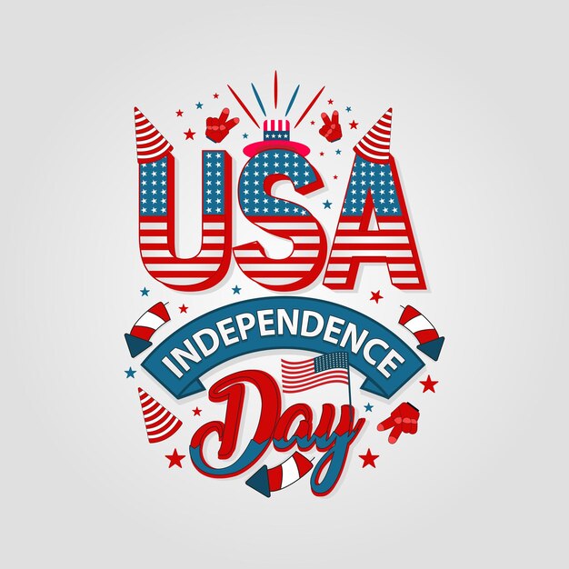 Dia da independência americana, feriado nacional de 4 de julho, ilustração vetorial festiva eps 10