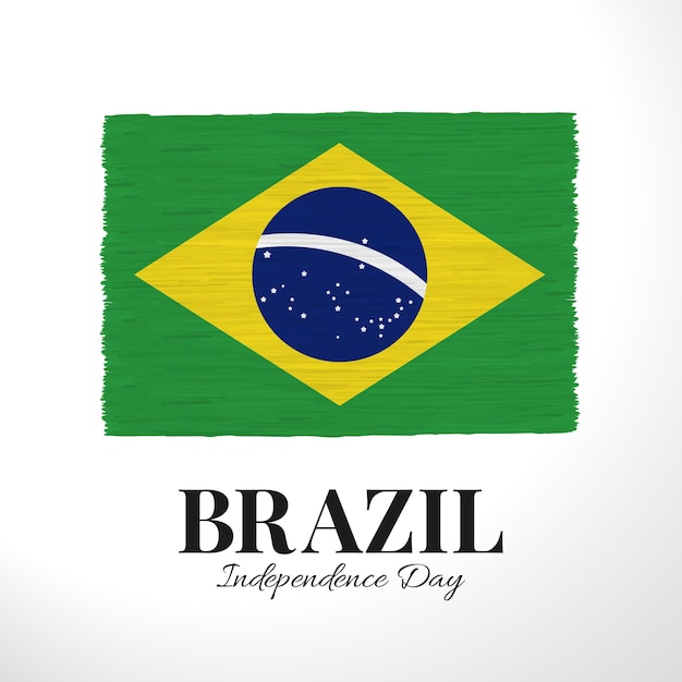 Vetor dia da independência com fundo com a bandeira do brasil