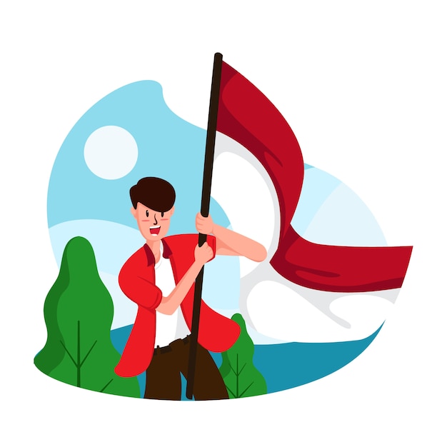 Dia da independência da indonésia ilustração plana