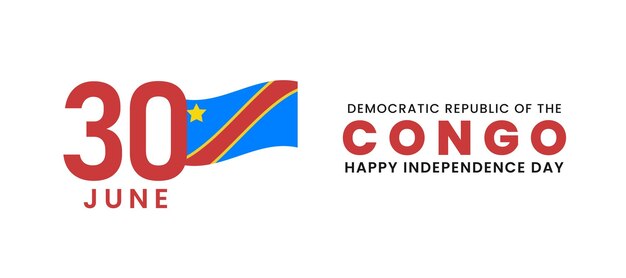 Dia da Independência da República Democrática do Congo 30 de junho cartaz do vetor da bandeira