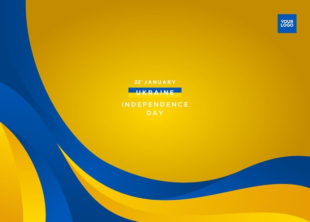 Vetor dia da independência da ucrânia 22 de janeiro com fundo de bandeira ondulada