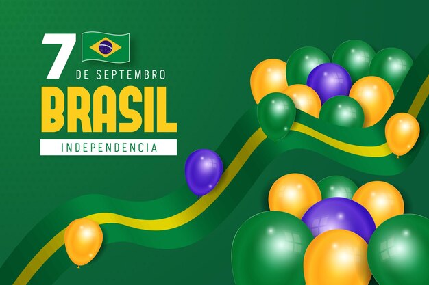 Vetor dia da independência do brasil 7 de setembro com balões e ilustração de fita de bandeira