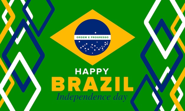 Dia da Independência do Brasil Feliz feriado nacional Dia da Liberdade da bandeira do Brasil Desenho brasileiro Vector