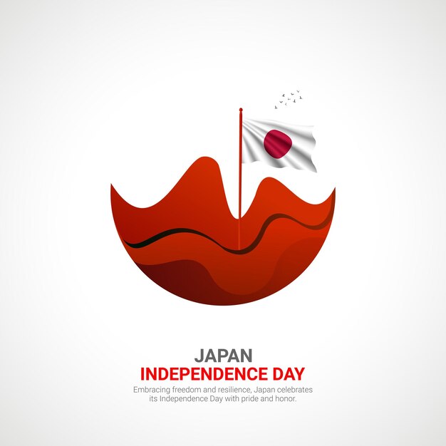 Dia da independência do japão: design de anúncios criativos 11 de fevereiro ilustração 3d vetorial