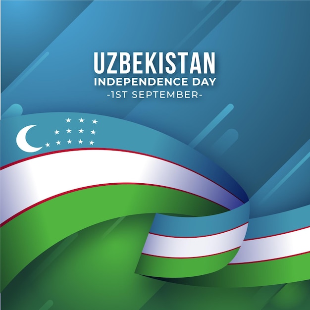 Vetor dia da independência e bandeira de cera do uzbequistão