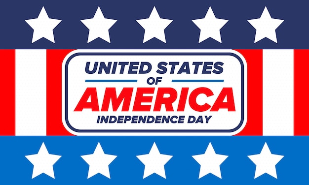 Dia da independência nos estados unidos da américa, o quarto de julho, 4 de julho, bandeira americana vetor