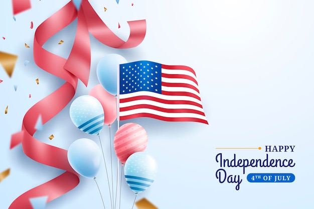 Dia da independência realista de 4 de julho com balões