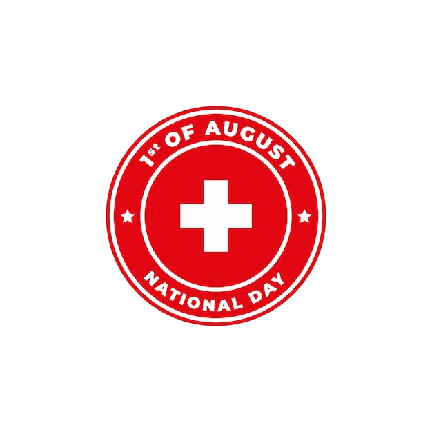 Dia da independência suíça 1º de agosto distintivo de logotipo para rótulo sinal símbolo carimbo emblema ícone vetor