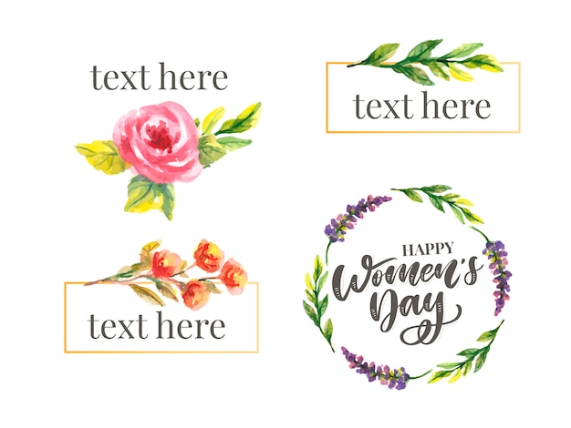 Dia da mulher s design de texto com flores