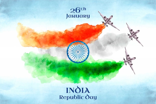 Dia da república indiana em aquarela