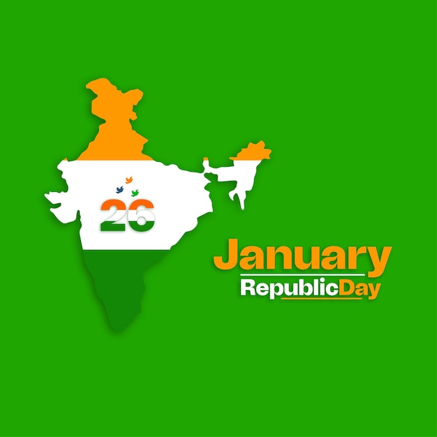 Dia da república simples novo design de postagem com mapa indiano