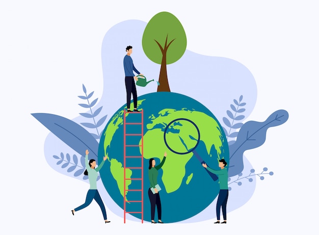 Dia da terra com o mundo, conceito amigável de eco