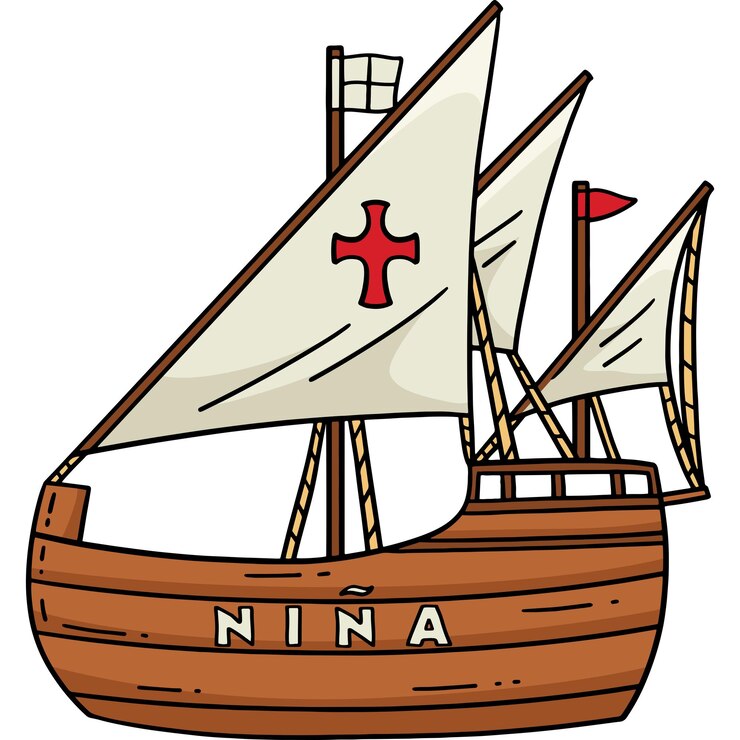 Vetor dia de colombo nina navio desenho animado clipart colorido