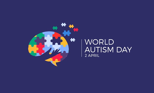 Dia de conscientização do autismo do mundo plano com cérebro