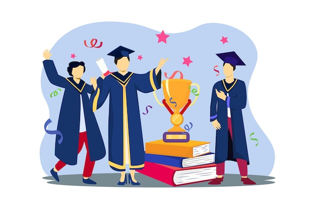 Dia de graduação Desenho de ilustração plana