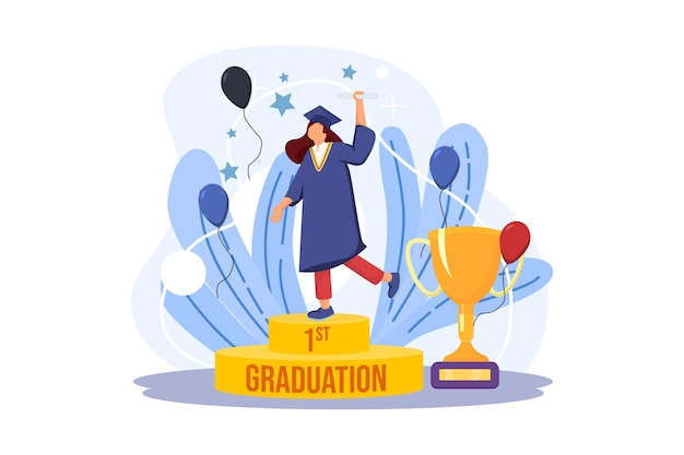 Dia de graduação Desenho de ilustração plana