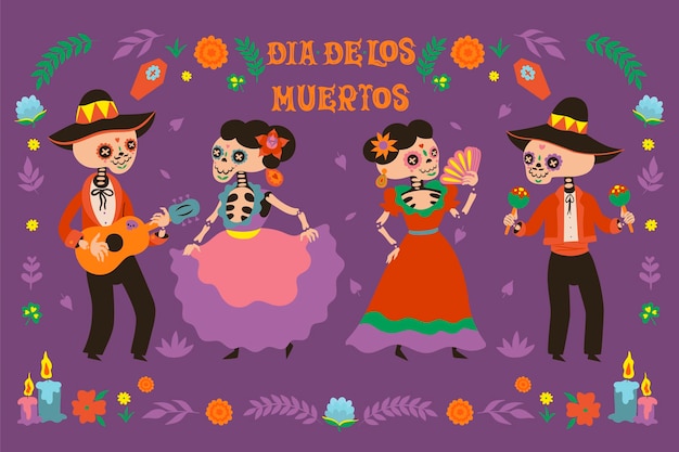 Dia de los Muertos saudação banner para o dia dos mortos. Gráficos vetoriais.