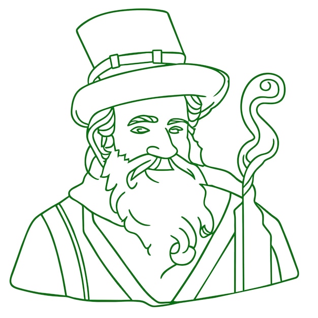 Dia de são patrício leprechaun verde mão desenhada cartoon adesivo ícone conceito ilustração isolada