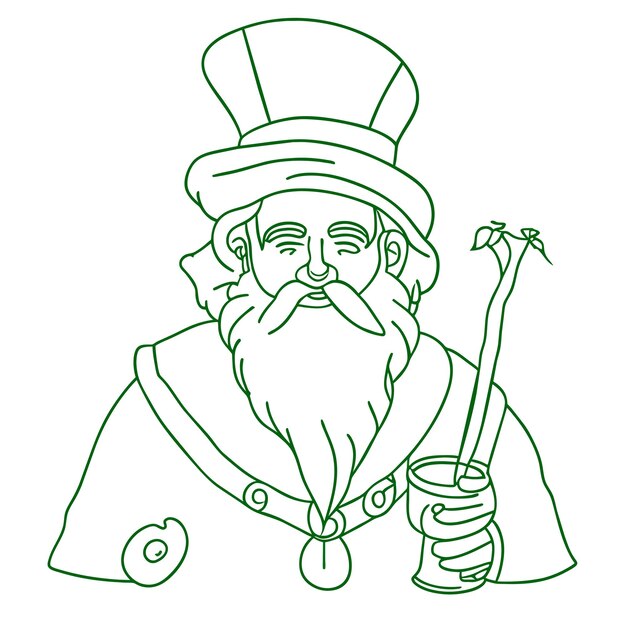 Dia de são patrício leprechaun verde mão desenhada cartoon adesivo ícone conceito ilustração isolada