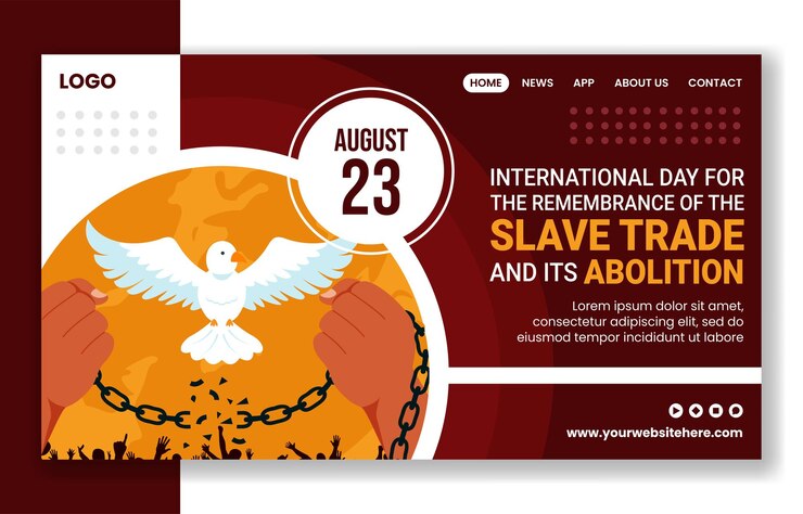 Vetor dia do comércio e abolição do escravo página de entrada de mídia social templates de desenhos animados ilustração de fundo