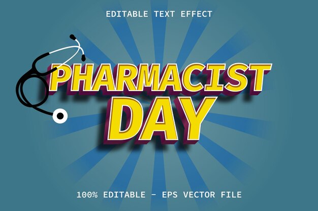 Dia do farmacêutico com efeito de texto editável de estilo moderno