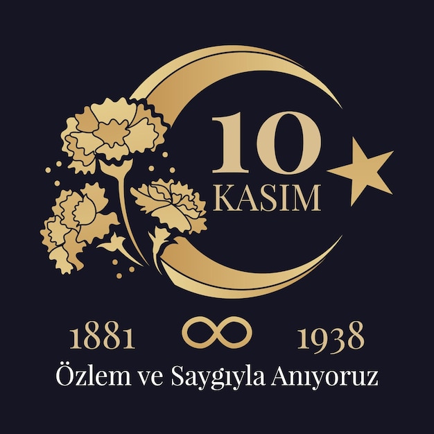 Dia do memorial de atatürk preto e dourado