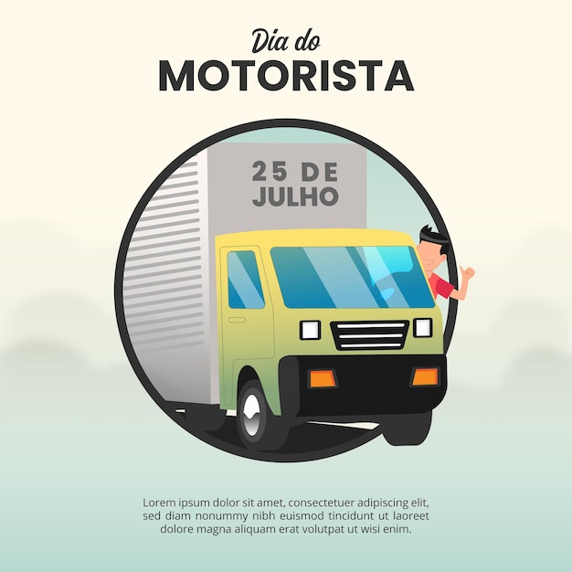 Vetor dia do motorista ou dia dos motoristas com um caminhão de motorista