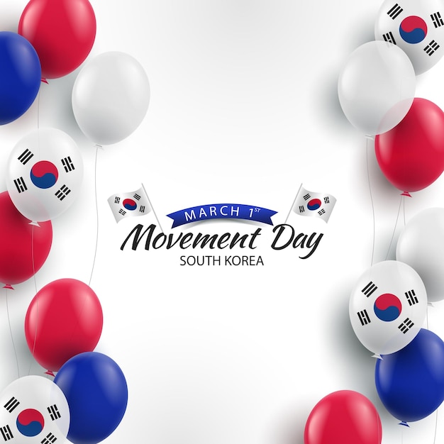 Dia do movimento em 1º de março na coreia do sul. fundo com balões