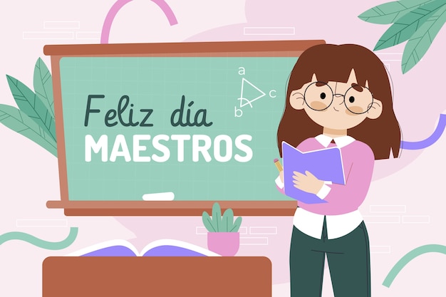 Dia do professor plano em fundo espanhol