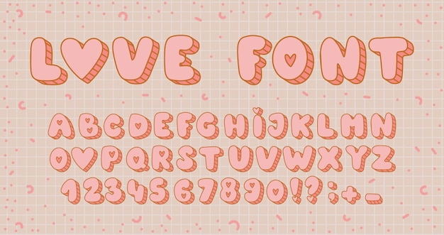 Vetor dia dos namorados amor letras e números do alfabeto