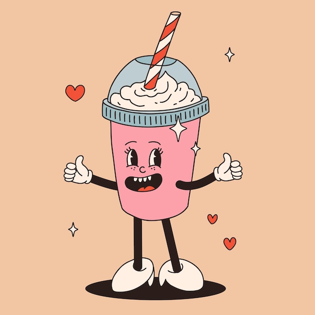 Dia dos Namorados conjunto de personagens vintage engraçados feliz e alegre retro animação antiga anos 60 anos 70 anos