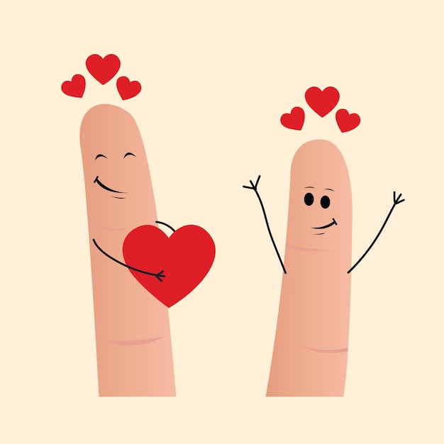Vetor dia dos namorados cute finger couple icon vector set design para seus projetos