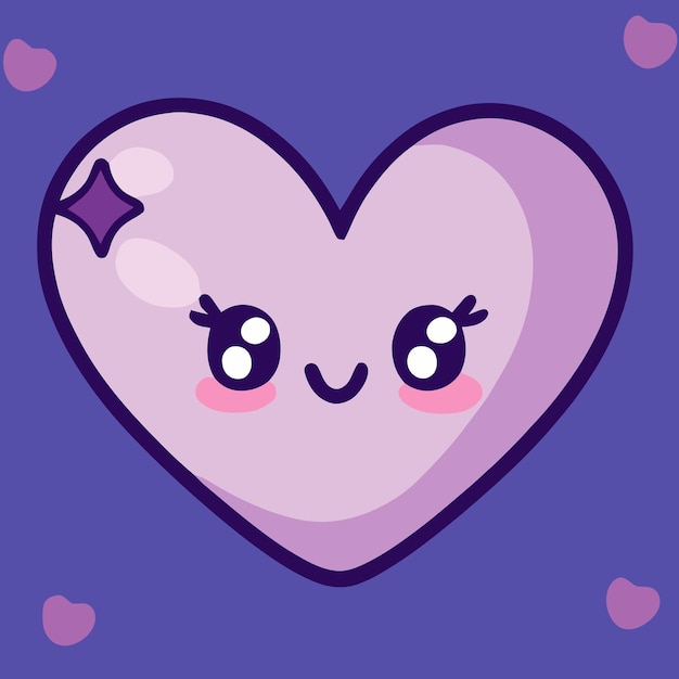 Coração Bonito Colorido Com Beijo Kawaii Desenho Animado Vetor